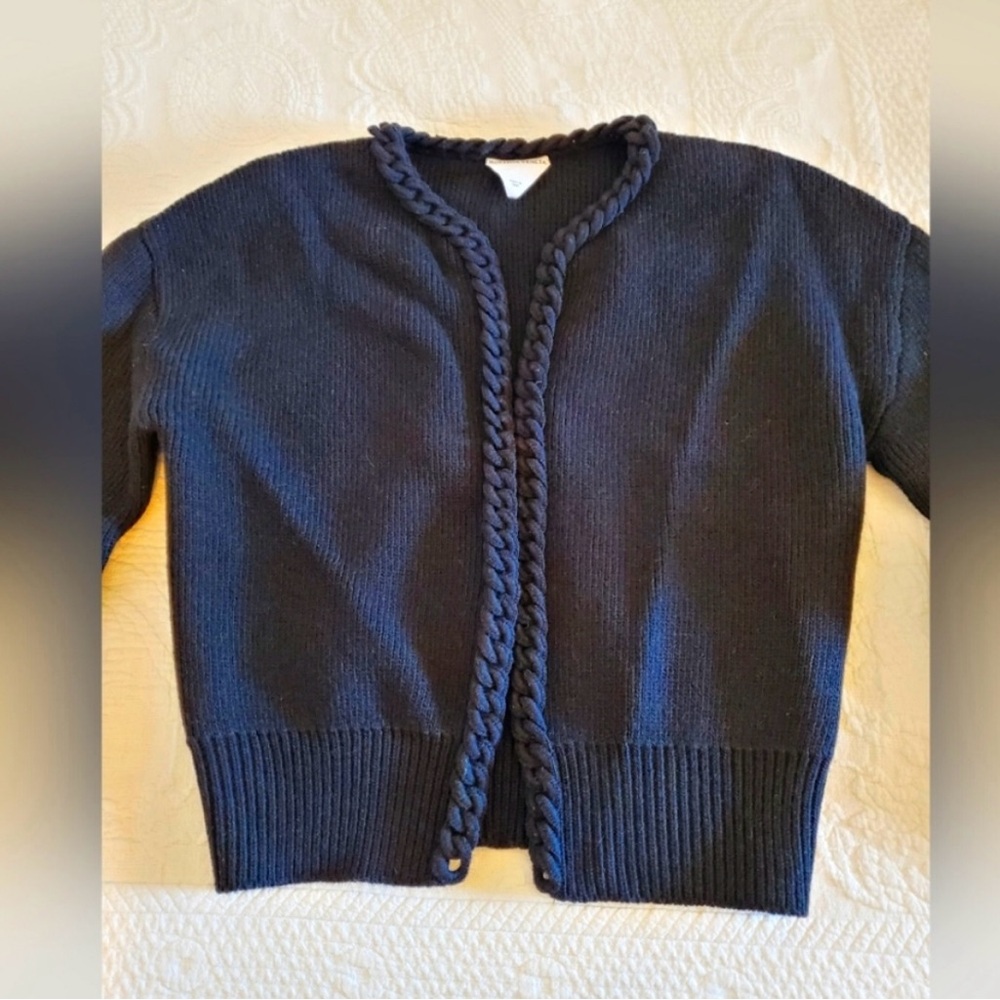 Bottega Veneta Dark Navy Wool Braided-Trim Cardigan